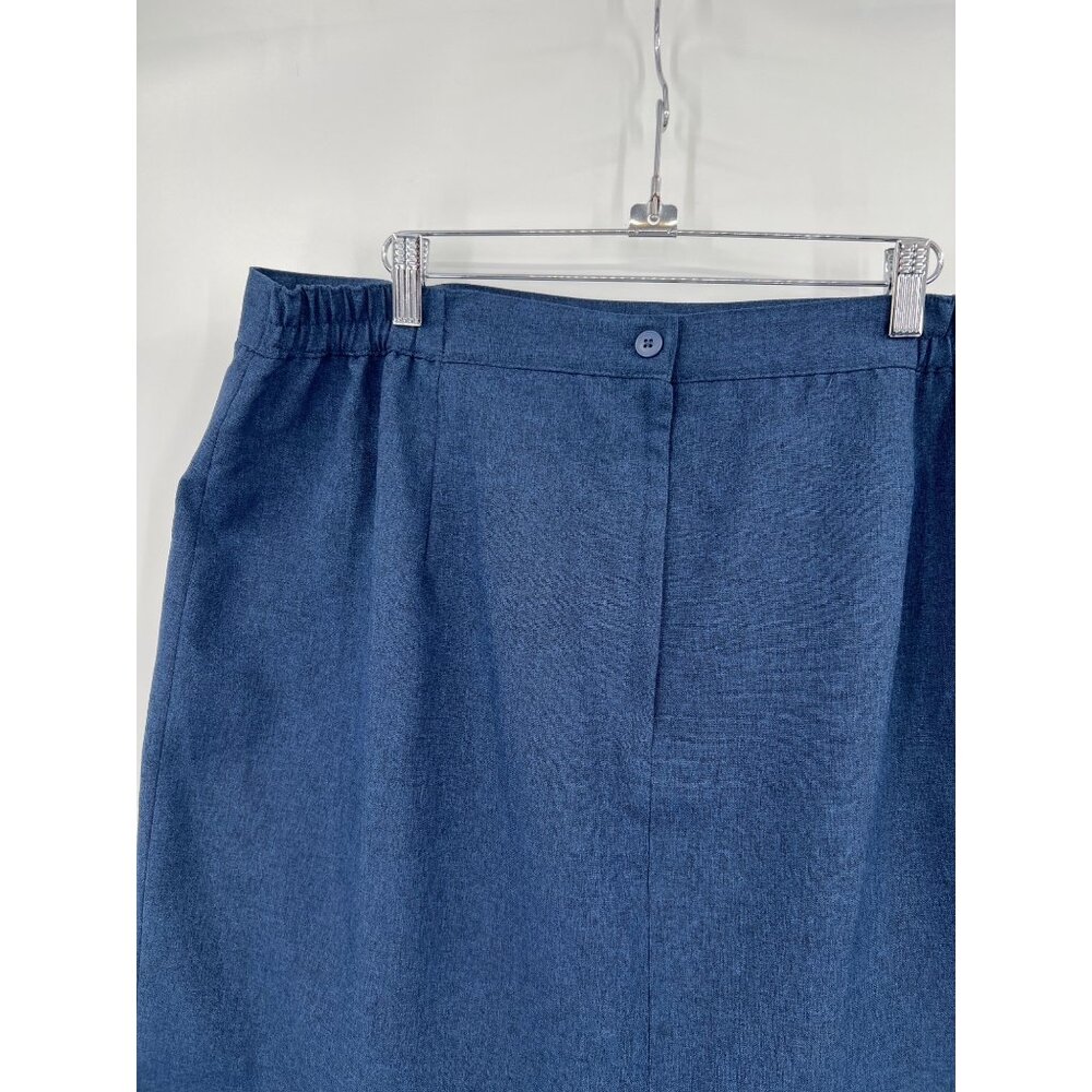 Navy Pencil Skirt 20W Sag Harbor Suits Blue Elastic Waist Office Vintage Modest - Picture 4 of 8